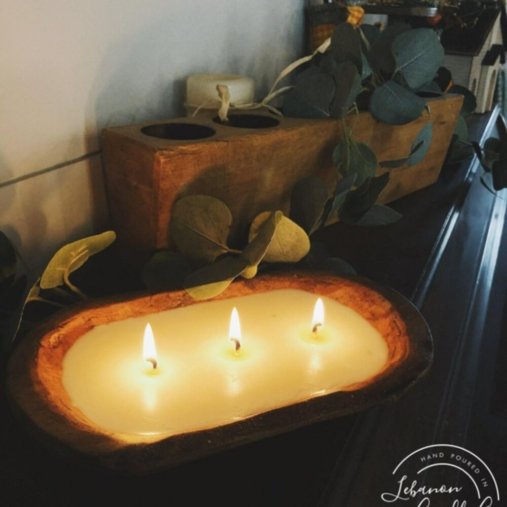 New Wooden Dough Bowl Three Wick Candle - Vanilla Buttercream scent